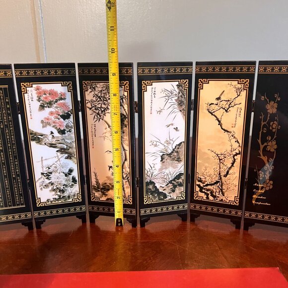 Chinese Lacquerware Plum Blossoms orchid Bamboo Chrysanthemum Screen miniature - Picture 2 of 5